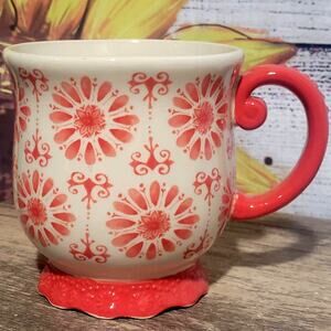 The Pioneer‎ Woman Floral Bursts Pedestal Cup Mug micro dish safe Stoneware NWOT